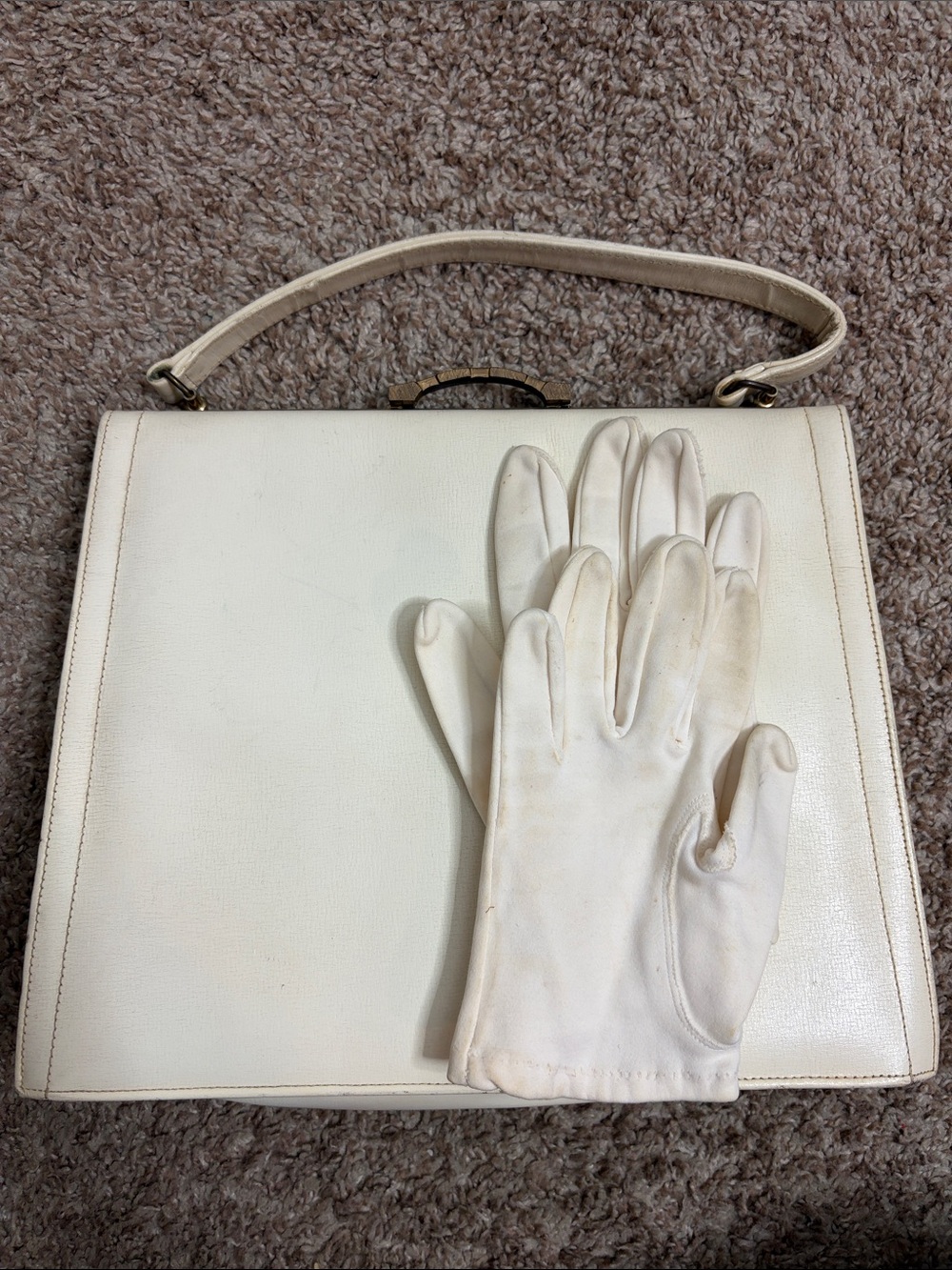 Vintage Classic White Women's Top-Handle Bag
